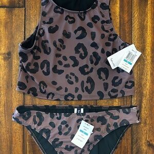 Splendid Kids Swim Bikini - Black and Brown Leopard Print